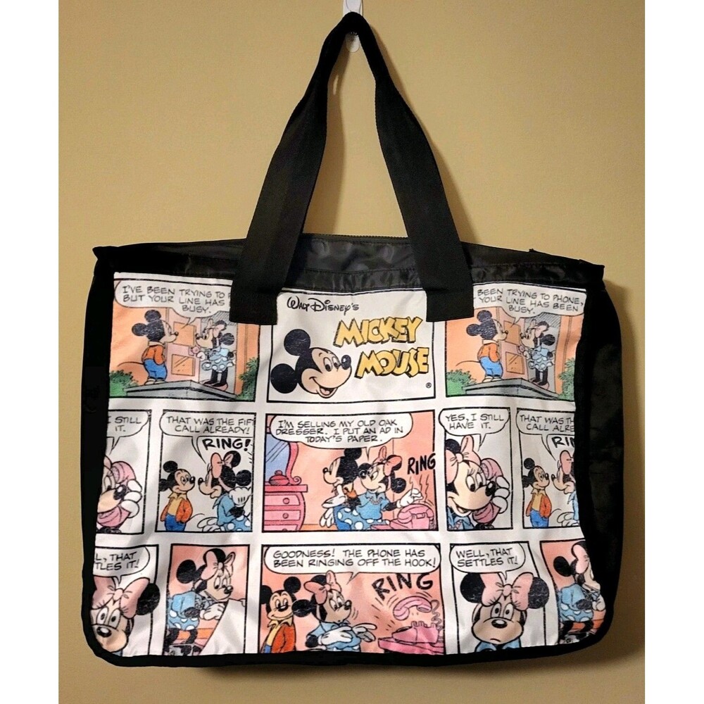 Disney Mickey & Minnie Mouse Large Tote Bag Purse Comic Strip Screen Art 20x16x6